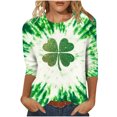 thumbnail image 1 of St Patricks Day Shirt Women 2025 Casual Plus Size 3/4 Sleeve Irish Clover Shirts Funny Saint Patrick's Tunic Tops, 1 of 4