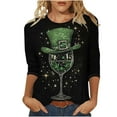 thumbnail image 1 of St Patricks Day Shirt Women 3/4 Sleeve Lucky Irish Shamrock Graphic Tees Sparkly Glitter Clover Blouse Tunic Top 2026, 1 of 5