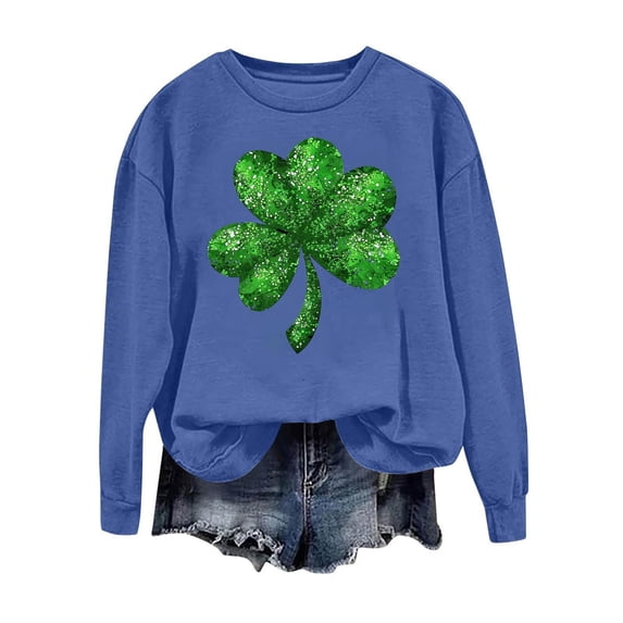 St Patricks Day Shirt Women,3/4 Sleeve Shirts Cute Shamrock Print Tees Blouses Casual Plus Size Basic Lucky Tops