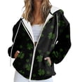 thumbnail image 1 of St Patricks Day Shirt Women Fall Oversized Pocket Solid Color Zipper Track Jacket Comfort Colors Sweatshirt, 1 of 5