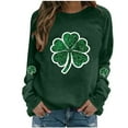 thumbnail image 1 of St Patricks Day Shirt Women Funny Long Sleeve Crewneck Pullover Shamrock Clover Print Shirts Green Party Tops Womens St Patricks Day Sweatshirt, 1 of 4