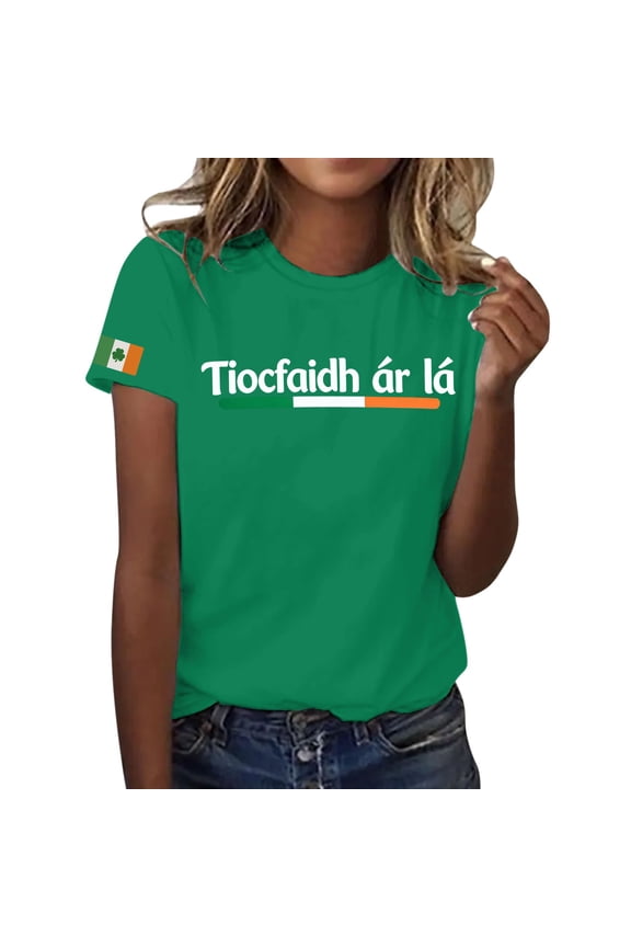 St Patricks Day Shirt Women Graphic Print Casual Short Sleeve Tee Summer Tops