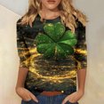 thumbnail image 1 of St Patricks Day Shirt for Women, Ladies Tops and Blouses 3/4 Sleeve, Round Neck Tee Shirts Ladies' 3/4 Sleeved Round Neck T Shirt St. Patrick's Day Printed Tops Shirts, 1 of 5