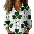thumbnail image 1 of St Patricks Day Shirt Women Long Sleeve Button Down Loose Green Casual Summer Tops, 1 of 7