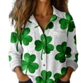 thumbnail image 1 of St Patricks Day Shirt Women Long Sleeve Button Down Loose Green Casual Summer Tops, 1 of 7