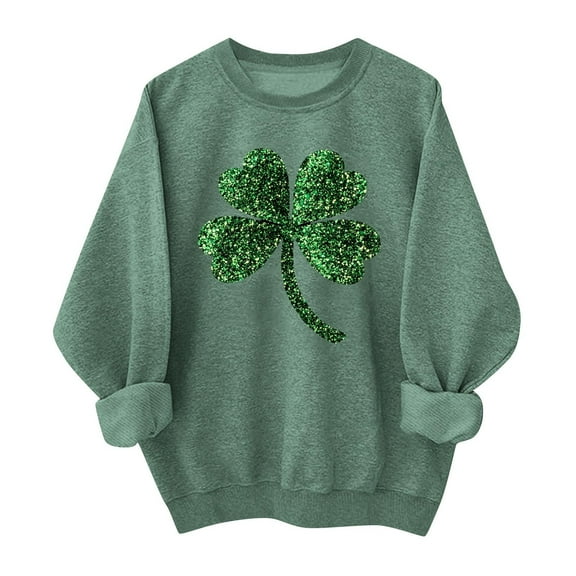 St Patricks Day Shirt Women Retro Clover Tshirt Irish Shamrock Long Sleeve Graphic Tee Tops
