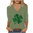 thumbnail image 1 of St Patricks Day Shirt Women Sequin Shamrock Graphic Tees Irish Crewneck 3/4 Sleeve Shirts Funny Saint Pattys Outfits, 1 of 4
