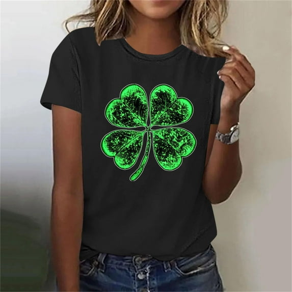 St Patricks Day Shirt Women Shamrock Graphic Tees St Patty's T-Shirt Green Irish Tops