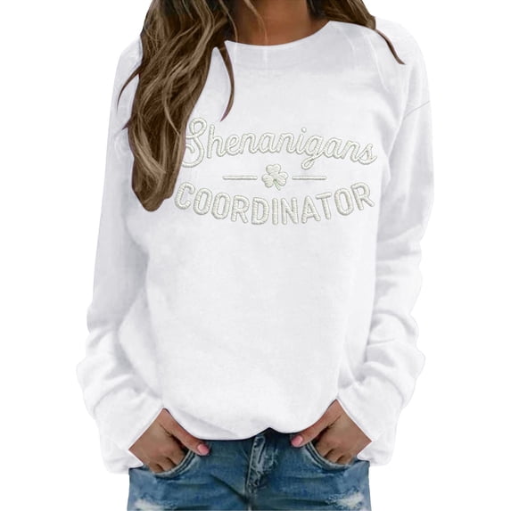St Patricks Day Shirt Women Shenanigans Coordinator Graphic Holiday Casual Pullover Comfort Colors Sweatshirt