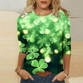 thumbnail image 1 of St Patricks Day Shirt, Women's 3/4 Sleeve Top, Crewneck Tee Shirts Blouse Women's Casual St. Patrick's Day Print Blouses Round Neck Three Quarter Sleeve T-Shirt Tops, 1 of 5