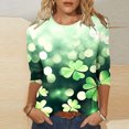 thumbnail image 1 of St Patricks Day Shirt, Women's 3/4 Sleeve Top, Crewneck Tee Shirts Blouse Women's Casual St. Patrick's Day Print Blouses Round Neck Three Quarter Sleeve T-Shirt Tops, 1 of 5