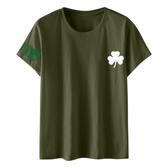 St. Patricks Day Shirt for Womens Irish Shamrock Printed Shirts Short Sleeve Irish Clover T Shirts Fashion Trendy Basic T Shirts Funny Lucky Heart Printed Crew Neck Green Shirts for Women S-3Xl