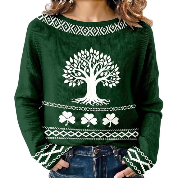 St. Patricks Day Shirts For Women Long Sleeve Crewneck Irish Sweatshirts Oversized Saint Patty's Pullover Tops