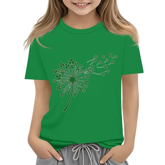 St Patricks Day Shirts Kids Short Sleeve Clover Shamrock Shirt Loose Fit Graphic Irish Tees Tops Casual Funny Cute T-Shirts,Green 2-3 Years