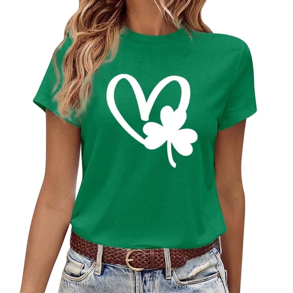 St Patricks Day Shirts Women Irish Shamrock St. Patrick's Day T Shirts Regular Fit Short Sleeve Tops Womens Graphic Tees