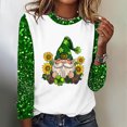 thumbnail image 1 of St Patricks Day Shirts Women, Long Sleeve Blouse, Crew Neck Shirt Tops Fashionable Womens St Patrick's Day Printed Round Neck Pullover Blouses Long Sleeved Casual Tops, 1 of 4