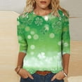 thumbnail image 1 of St Patricks Day Shirts, Womens 3/4 Sleeve Blouse, Round Neck T Shirt Tops Womens Casual St. Patrick's Day Print Tops Round Neck Three Quarter Sleeve 3/4 Sleeved T-Shirt Tops, 1 of 5