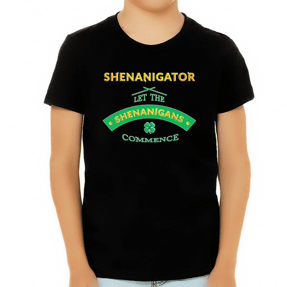St Patricks Day Shirts for BOYS YOUTH - Saint Patrick's Irish Shenanigans Shirt Lucky Shamrock Graphic Tee for KIDS