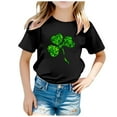 thumbnail image 1 of St. Patricks Day Shirts for Girls Shamrock Four Leaf Clover Short Sleeve Active Crew Neck Vacation Tops Clothes for Girls Size 8-9 Years, 1 of 4