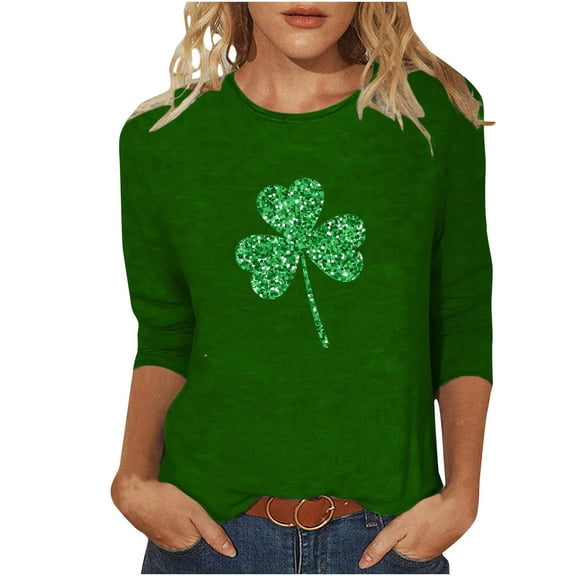 St. Patricks Day Shirts for Women Long Sleeve Round Neck Tunic Tops to Wear with Leggings Saint Patricks Day Shirt
