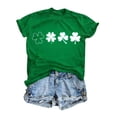 thumbnail image 1 of St. Patricks Day Shirts for Women Short Sleeve Cute Tops Shamrock Clover Print T-Shirt Round Neck Casual Top Green Graphic Tees, 1 of 7