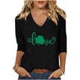thumbnail image 1 of St Patricks Day Shirts for Women V Neck Graphic Tees Funny Festival Blouse 3/4 Sleeve Tunic Tops, Black E 2XL, 1 of 4