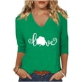 thumbnail image 1 of St Patricks Day Shirts for Women V Neck Graphic Tees Funny Festival Blouse 3/4 Sleeve Tunic Tops, Green E 2XL, 1 of 4