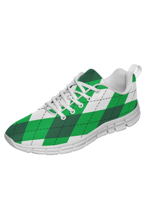 St Patricks Day Shoes for Women Breathable Running Sneakers Men Green Four Leaf Clover Shoes for Irish Festival Gift White Size 10