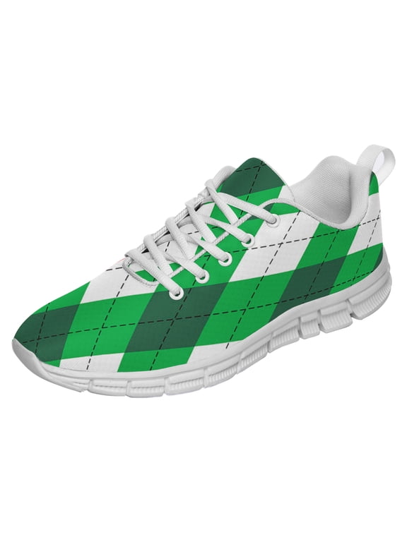 St Patricks Day Shoes for Women Breathable Running Sneakers Men Green Four Leaf Clover Shoes for Irish Festival Gift White Size 11.5
