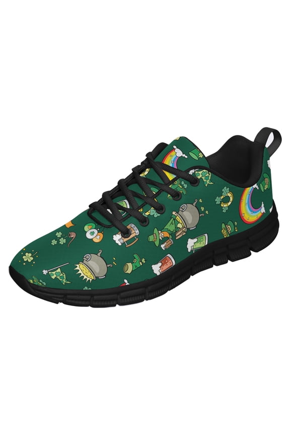 St Patricks Day Shoes for Women Men Running Sneakers Breathable Casual Sport Tennis Shoes Black Size 13