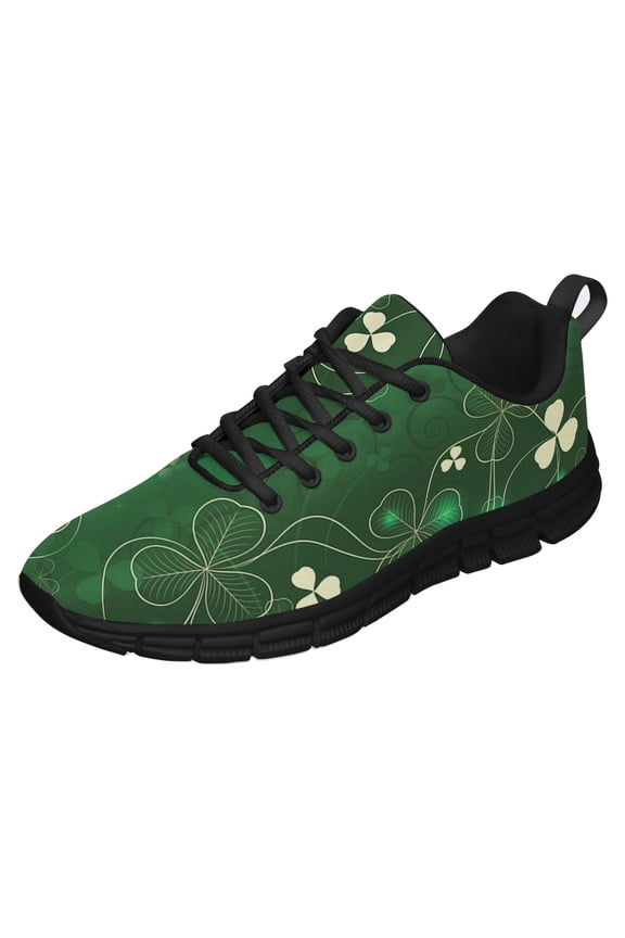 St Patricks Day Shoes for Women Men Running Sneakers Breathable Casual Sport Tennis Shoes Black Size 6