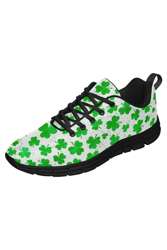 St Patricks Day Shoes for Women Men Running Sneakers Breathable Casual Sport Tennis Shoes Black Size 8.5