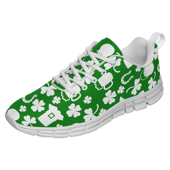 St Patricks Day Shoes for Women Men Running Sneakers Breathable Casual Sport Tennis Shoes White Size 4.5