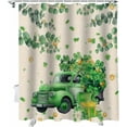 thumbnail image 1 of St Patricks Day Shower Curtain Green Truck Lucky Clover Shower Curtains for Bathroom Shamrock Green Eucalyptus Leaves Bath Curtains Sets for Spring Irish Holiday Decor Waterproof Standard 72" X 72", 1 of 1