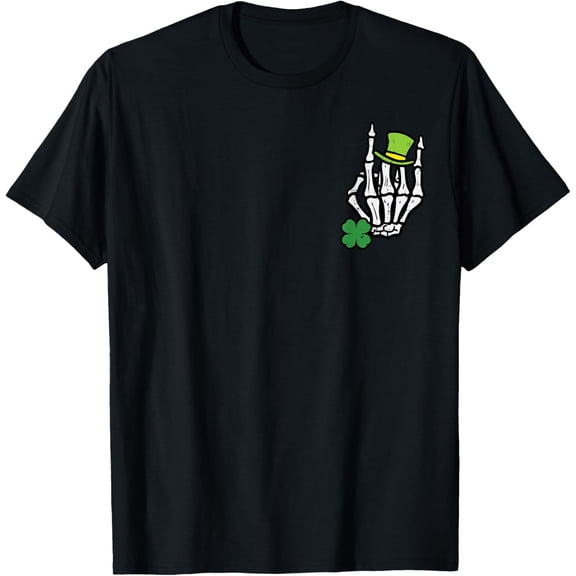 St Patricks Day Skeleton Hand Rock Pocket Saint Pattys Men T-Shirt