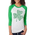 thumbnail image 1 of St. Patricks Day Skull Shamrock Unisex Raglan T Shirt Irish Green LG, 1 of 1