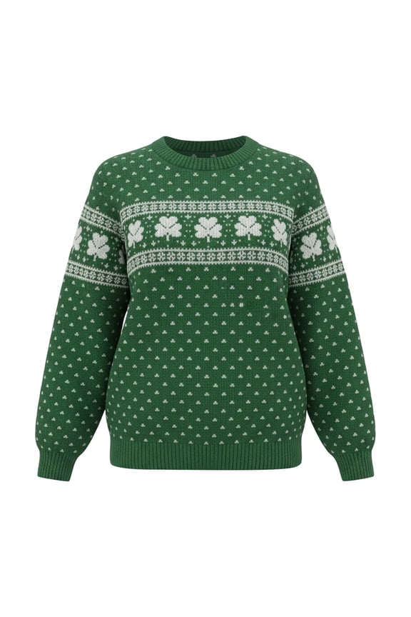 St Patricks Day Sweater Women Fall Winter Loose Mid Length Knit Cardigan Plus Size Sweater