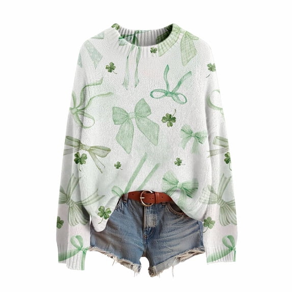 St Patricks Day Sweater Women Long Sleeve Irish Oversized Saint Patty Pullover Plus Size Sweater