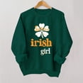 thumbnail image 1 of St Patricks Day Sweatshirt Girls Kids 100% Cotton Crewneck Long Sleeve Top with Distressed Shamrock Print, Green Holiday Irish Theme,Size 13-14T, 1 of 3