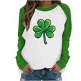 thumbnail image 1 of St Patricks Day Sweatshirt Women Green Long Sleeve Shirts Shamrock Crewneck Sweatshirt Color Block Raglan Tops Cute St Patricks Day Shirt Women, 1 of 5