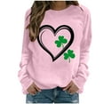 thumbnail image 1 of St Patricks Day Sweatshirt Women Heart Print Long Sleeve Shirt Casual Crewneck Pullover Shamrock Graphic Tops St Pattys Shirt, 1 of 7