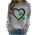 thumbnail image 1 of St Patricks Day Sweatshirt Women Heart Print Long Sleeve Shirt Casual Crewneck Pullover Shamrock Graphic Tops St Pattys Shirt, 1 of 7