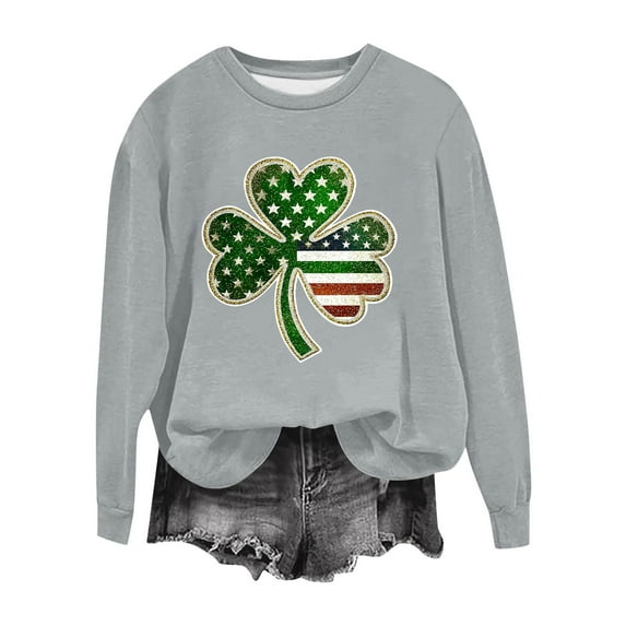 St Patricks Day Sweatshirt Women Irish Shamrock Shirt Long Sleeve Casual Pullover Cute Crewneck Sweatshirt Graphic Saint Patricks Day Outfit