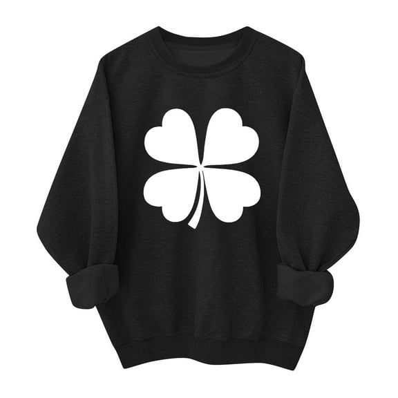 St Patricks Day Sweatshirt Women Long Sleeve Leopard Shamrock St. patricks Shirts Tees