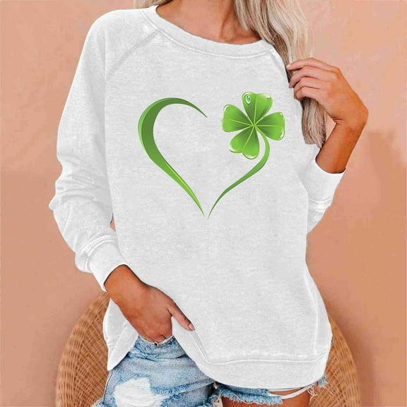 St Patricks Day Sweatshirt Women, Long Sleeve Sweatshirts Women, Crew Neck Pullover Sweatshirt Fashion Womens St Patricks Day Printing Sweatshirts Round Neck Long Sleeved Sweatshirt Tops