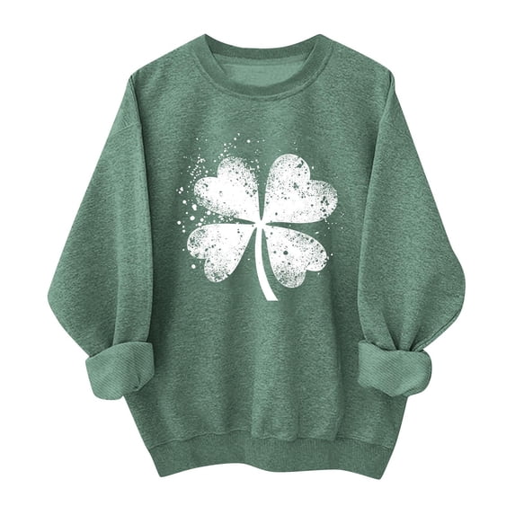 St Patricks Day Sweatshirt Women Shamrock Graphic Sweatshirts Casual Loose Comfy Pullover Tops