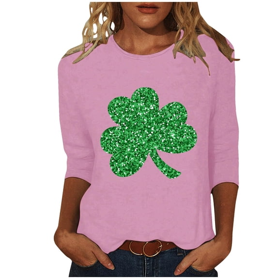 St Patricks Day Sweatshirt Women Shamrock Crewneck Long Sleeve Tops Irish Lucky Charm Pullover Graphic Shirts