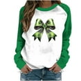 thumbnail image 1 of St Patricks Day Sweatshirt Women Shamrock Long Sleeve Shirt Casual Crewneck Pullover Adies Bow Print Tops St Patrick's Day Shirt, 1 of 7