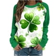 thumbnail image 1 of St Patricks Day Sweatshirt Women Shamrock Long Sleeve Shirt Casual Crewneck Pullover Adies Bow Print Tops St Patrick's Day Shirt, 1 of 6