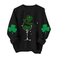 thumbnail image 1 of St Patricks Day Sweatshirt for Women Green Shamrock Printed Shirts Casual Long Sleeve Crew Neck Pullover Tops (XL, Black), 1 of 6